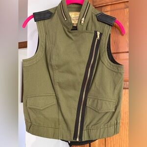 Princess Vera Wang Vest Mixed Media Olive Green XS